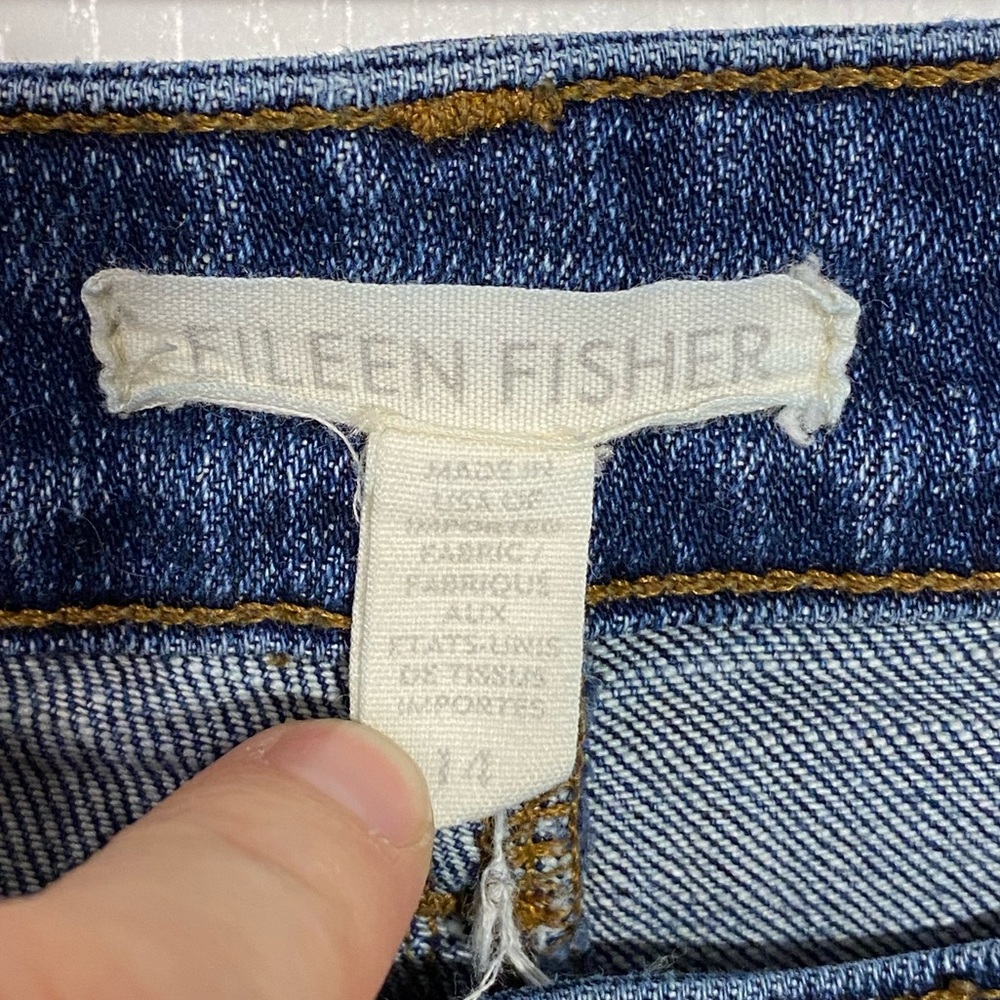 Eileen Fisher Organic Cotton High Waist Straight Leg Ankle Jeans Sz 14 USA MADE - Picture 5 of 11